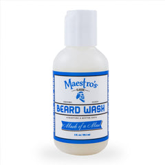 Maestro's Classic Nettoyant Barbe montre la bouteille et l'étiquette pour une routine barbe élégante.