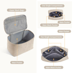 Magefy pochette velours-cotele cube beige, rangement compact