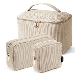 Magefy trousse-maquillage avec poignée beige, pratique en déplacement