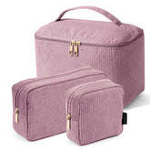 Trousse MAGEFY ensemble 3 pièces avec poignée rose, pratique pour voyage et organisation.