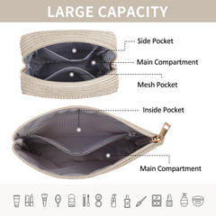 Trousse MAGEFY velours côtelé beige grande intérieur, organisation facilitée.