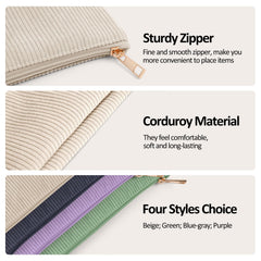 Trousse MAGEFY velours côtelé beige petite avec poches, rangement efficace.