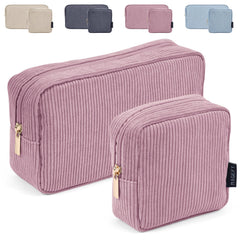 Trousse MAGEFY velours côtelé rose grand format pour le quotidien et le voyage
