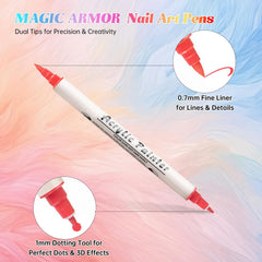 Magic Armor stylo art ongles pointe fine et brosse ronde pour details nets