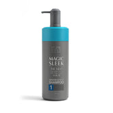 MagicSleek Shampoing hydratant, bouteille élégante démontrant l hydratation et la couleur
