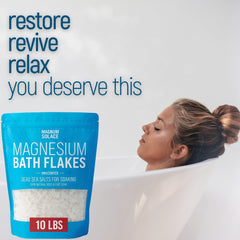 Magnum Solace Dead Sea salts for soaking in a relaxing bath.