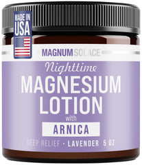 Magnum Solace: bouteille lotion magnesium-arnica pour rituel nocturne apaisant