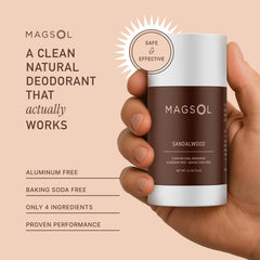 MAGSOL deodorant application swipe illustrates smooth glide and comfortable wear