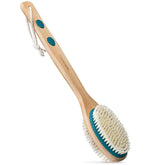 MainBasics brosse-dos-manche-long-bleu-vert-bois, atteint facilement le dos et nettoie en douceur.