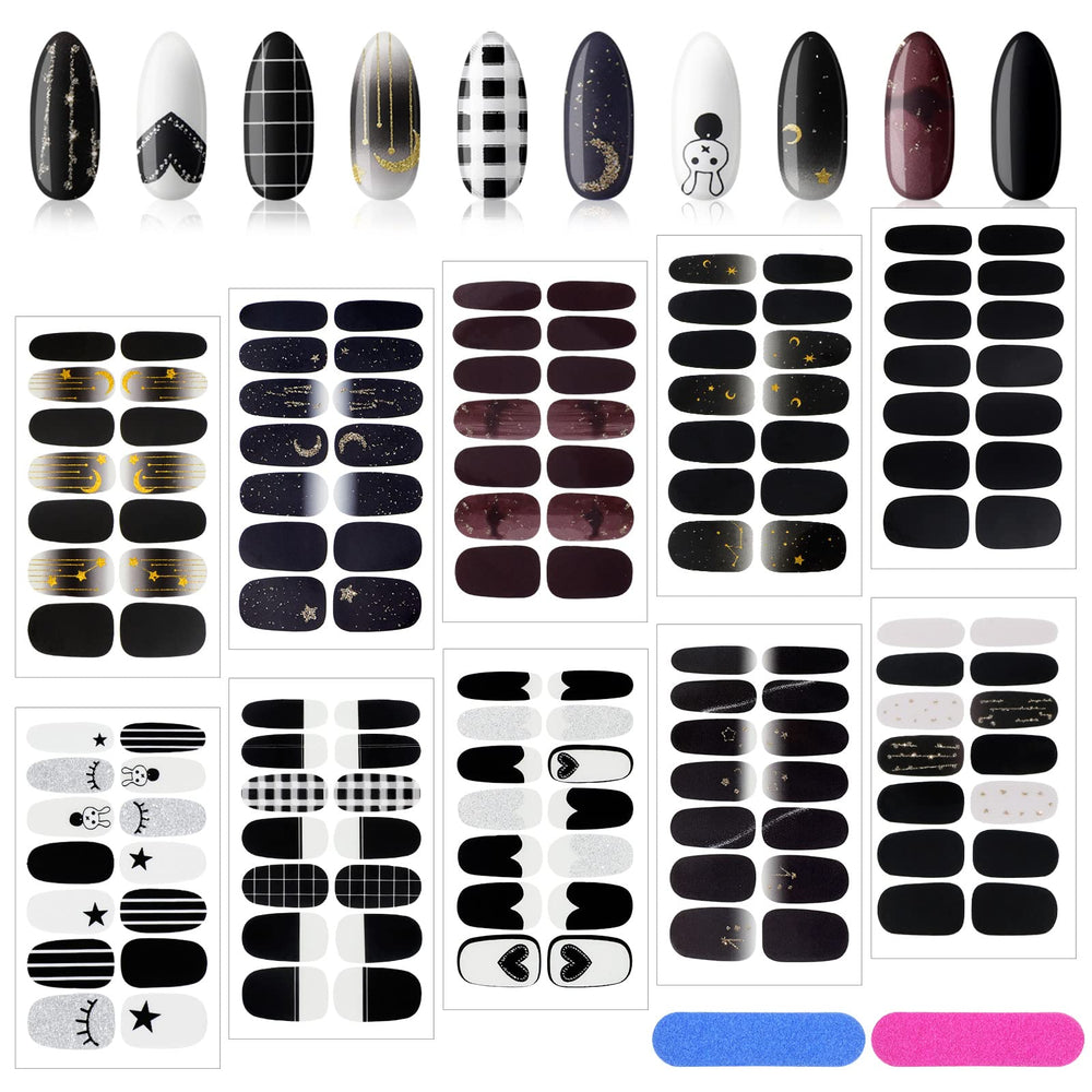 Maitys stickers ongles wrap noir glitter, finition scintillante et glamour.