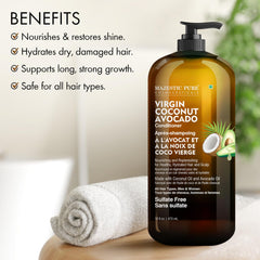 Creamy Majestic Pure Avocado Coconut Conditioner texture ready to nourish hair