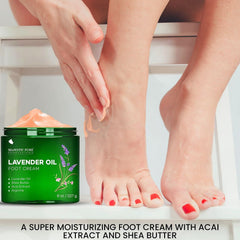 Majestic Pure Crème pieds lavande – bocal visible, hydratation en profondeur.