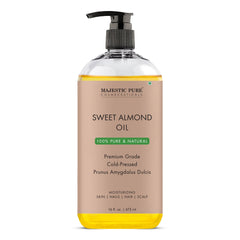 Majestic Pure huile d'amande douce bouteille : hydratation légère pour la peau.