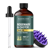 Huile romarin Majestic Pure en bouteille, nourrissante pour cheveux et cuir chevelu.