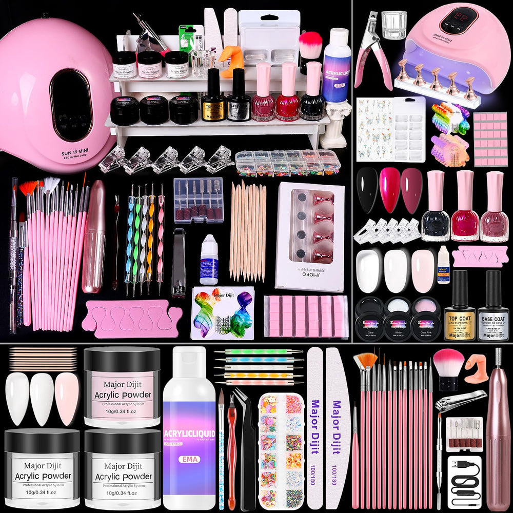 Major Dijit kit complet pour ongles acryliques, idéal pour les débutants recherchant un résultat pro