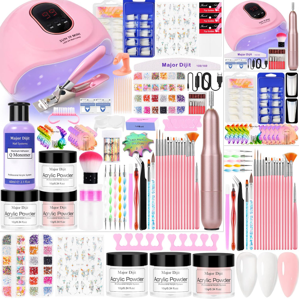 Major Dijit Kit Ongles Acryliques avec Lampe UV pour durcissement rapide.