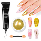 Makartt kit gel 3D ongles adhésif avec poudre or pour effet miroir durable.
