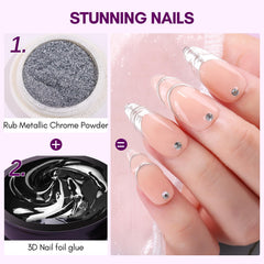 Makartt Poudre chrome appliquée sur gel pour brillance métallique