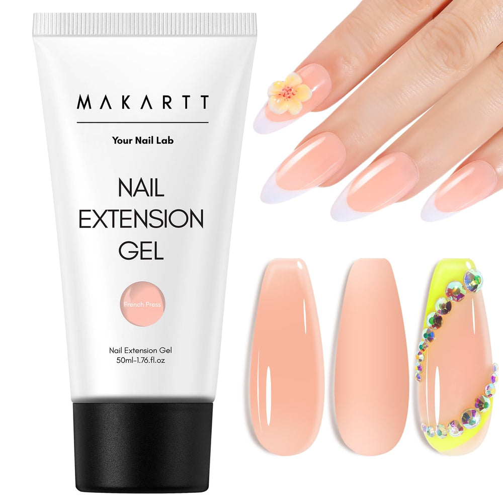 Makartt flacon gel poly ongle sans HEMA, 50 ml, nude sophistiqué pour extensions naturelles.