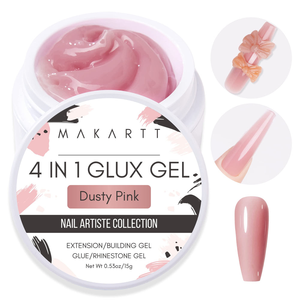 Makartt Gel Constructeur Rose Poussière, flacon prêt pour extension durable.