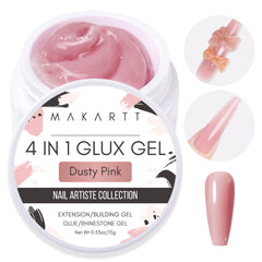 Makartt Gel Constructeur Rose Poussière, flacon prêt pour extension durable.