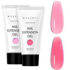 Makartt Gel Poly Ongles Kit Rose Transparent 50ml, base polyvalente.
