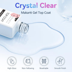 Makartt Gel Top Coat application fluide et lisse avec pinceau large.