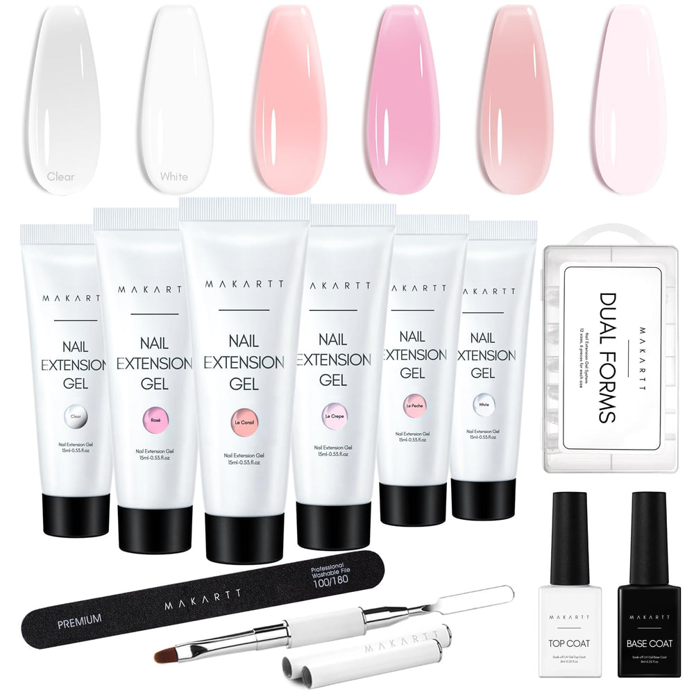 Makartt kit gel ongles poly clair pour une manucure naturelle et durable.