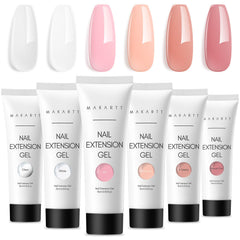 Makartt Poly Nail Gel Kit: ensemble de 6 couleurs pour extensions naturelles et durables.
