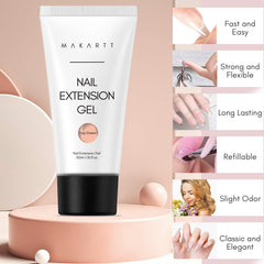 Makartt Gel Poly Nail, teinte nude naturelle pour un look discret.