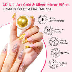 Makartt poudre chrome, couleur miroir pour ongles brillants.