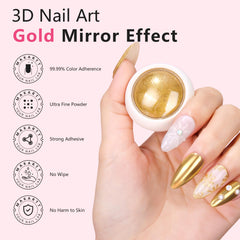 Makartt poudre or glitter pour art des ongles avec éclat miroir.