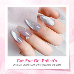 Makartt vernis gel oeil-chat argent effet holographique illumine la manucure selon la lumière