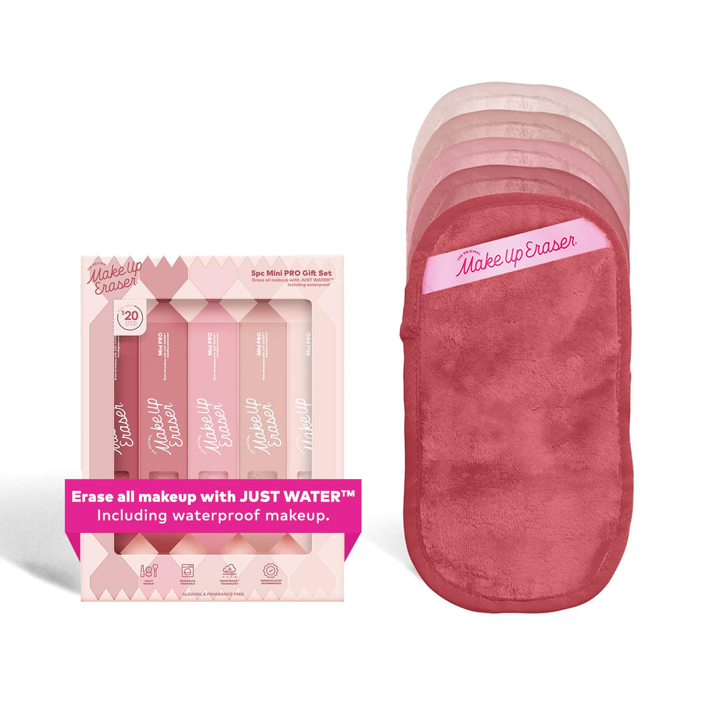 MakeUp Eraser Mini PRO: ensemble cadeau 5 pièces, démaquillage rapide sans solvant