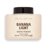 Makeup Revolution emballage de poudre loose Baking Banane Light, application facile et légère