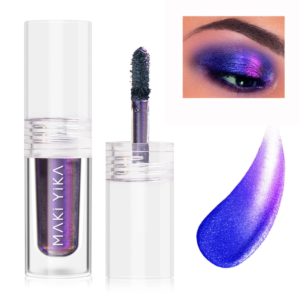 MAKI YIKA Ombre glitter œil violet, éclat multichrome et longue tenue.