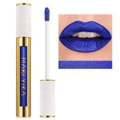 MAKI YIKA rouge à lèvres bleu métallique en étui, couleur durable et éclat longue tenue.