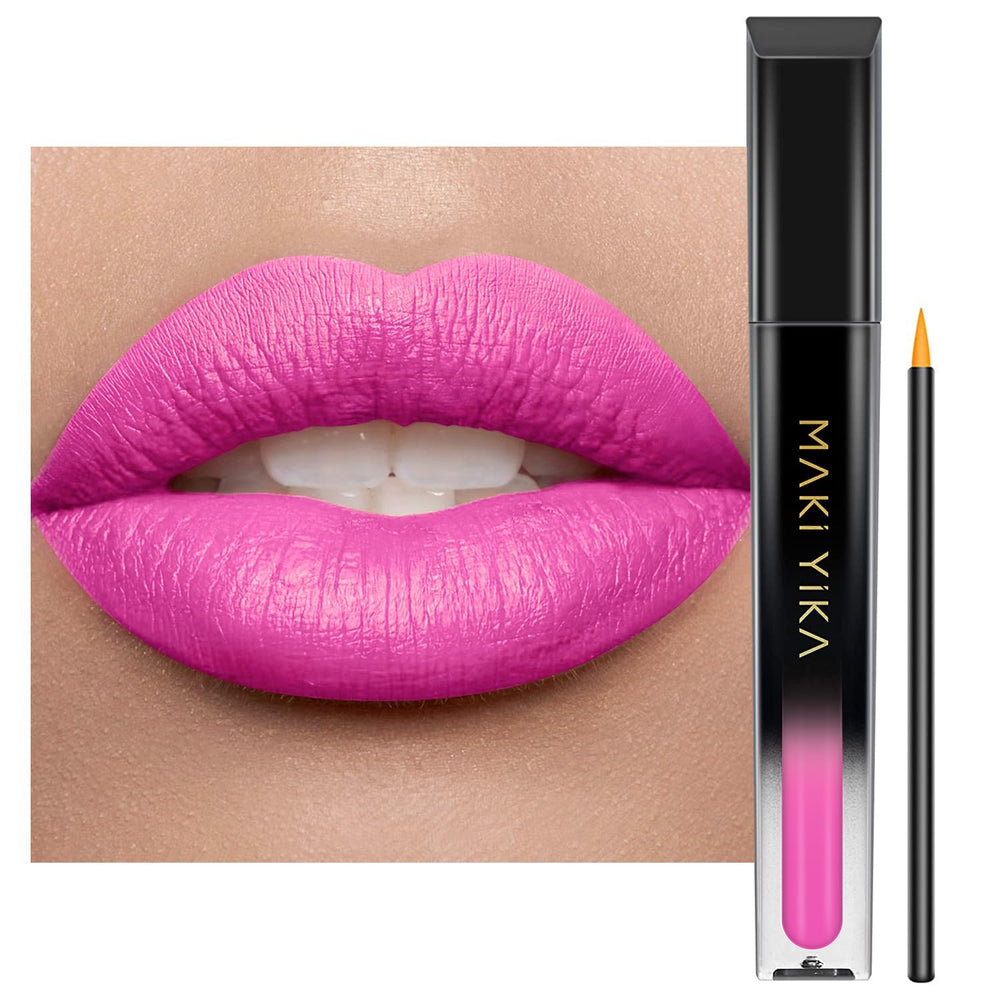 MAKI YIKA rouge rose matte en flacon, tenue longue durée.