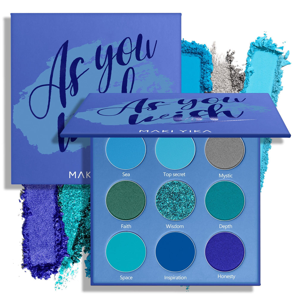 MAKI YIKA palette yeux bleu ensemble, nuances intenses pour un regard polyvalent et durable.