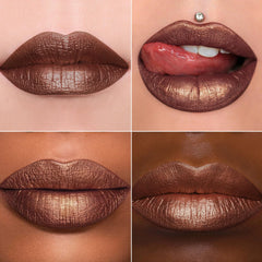 MAKI YIKA rouge à lèvres brun métallique, effet paillettes soirée.