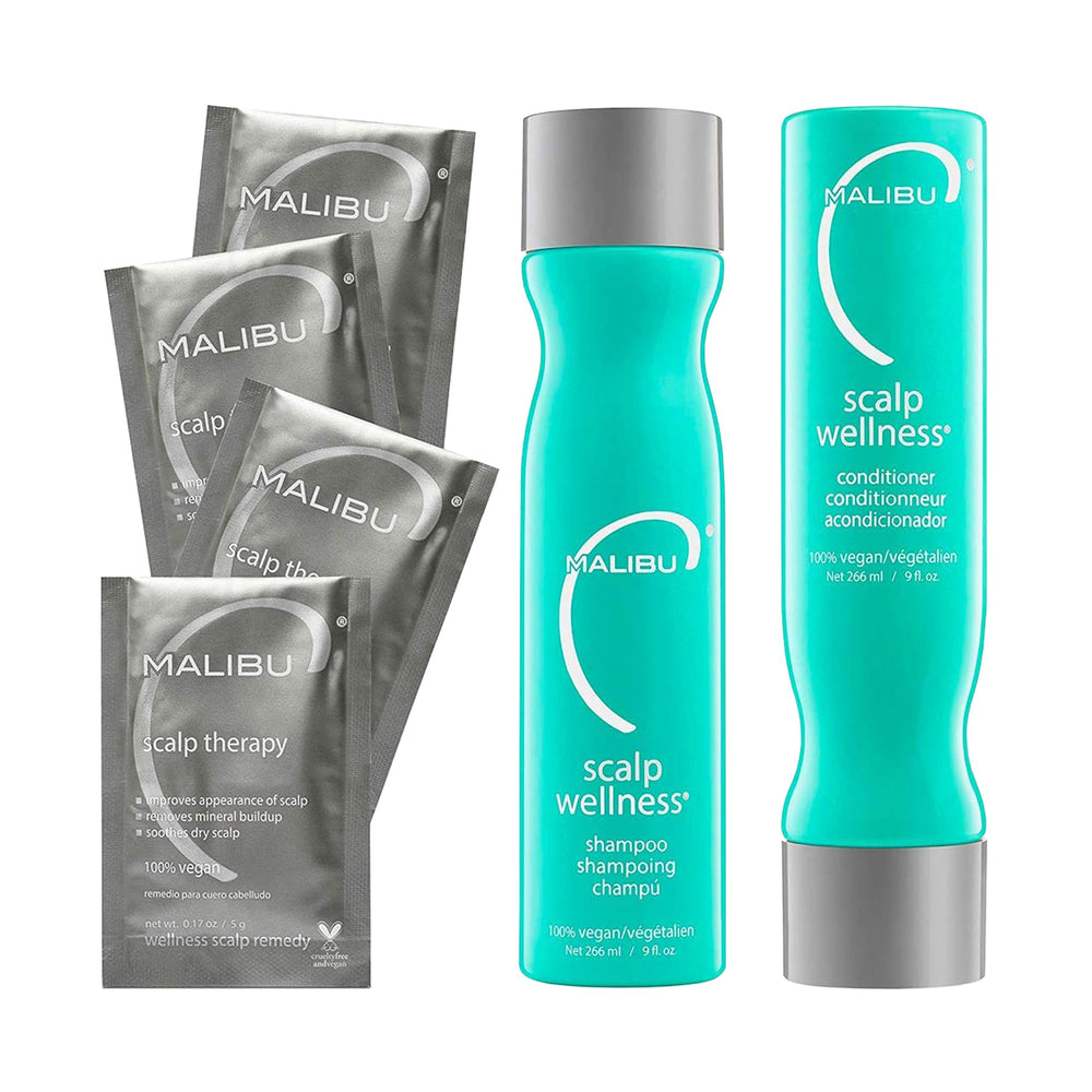 Malibu C Shampoing Bien-être cuir-chevelu – nettoie et rafraîchit grâce à la menthe.