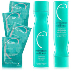 Shampoing Malibu C Swimmers en bouteille, élimine le chlore et redonne brillance
