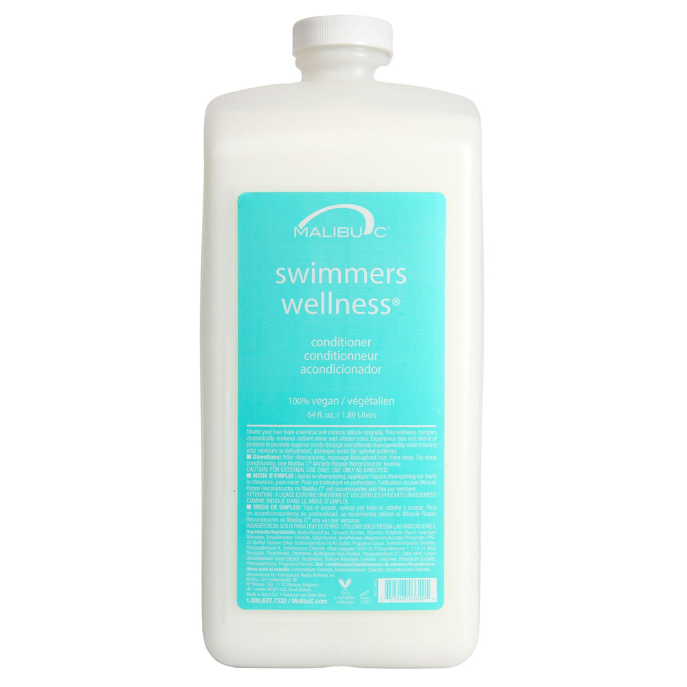 Malibu C Swimmers Wellness Conditioner, bouteille 1,89 litre: hydratation en profondeur pour cheveux exposés au chlore.