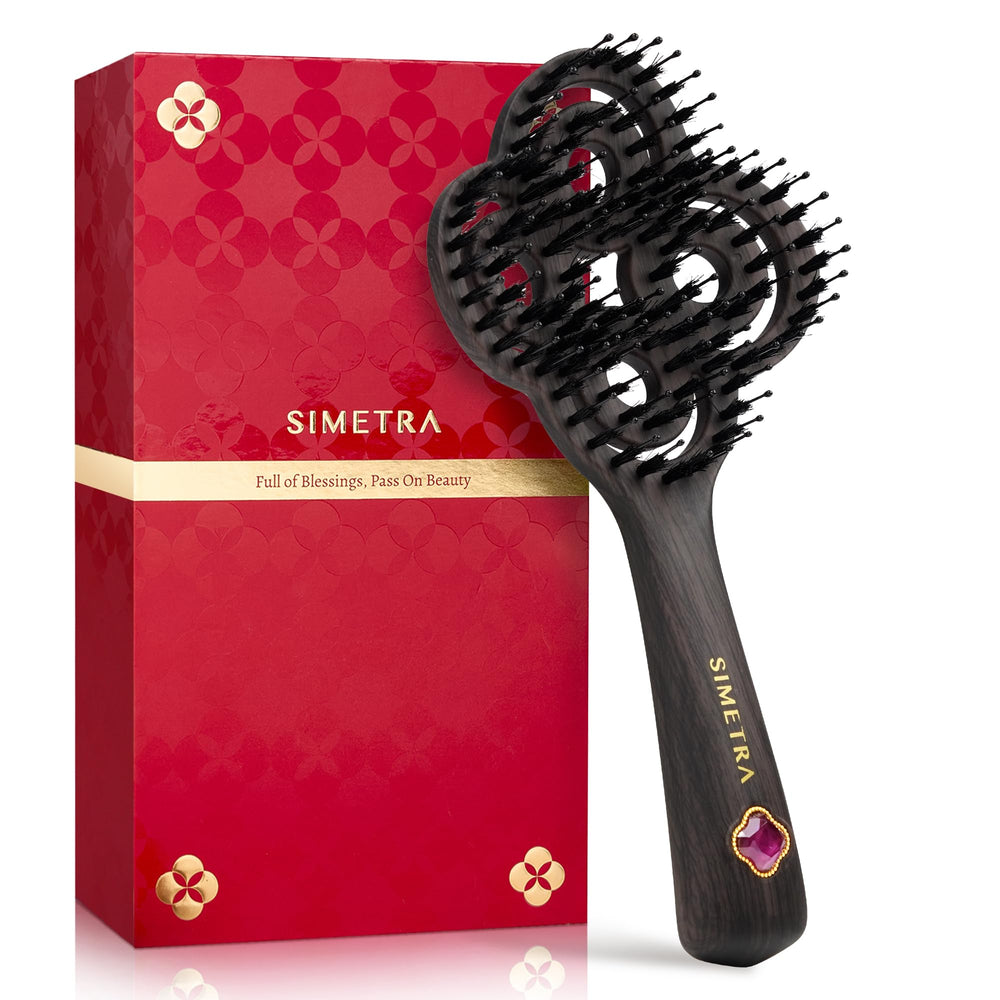Brosse Malicali démêlant les cheveux avec poils de sanglier pour démêlage en douceur