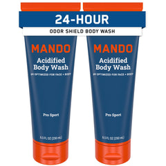 Mando Gel Douche, flacon visible, fraîcheur durable après chaque douche.