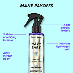 MANE CLUB Wavy Baby Wave Texture Spray : mouvement naturel et toucher sec sans effort.
