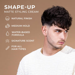 Mane Tame Shape-Up Matte Styling Cream close-up highlights natural texture.