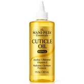 The Mani Pedi Essentials huile-cuticules avec bouton spécial: remplissage précis et rapide.