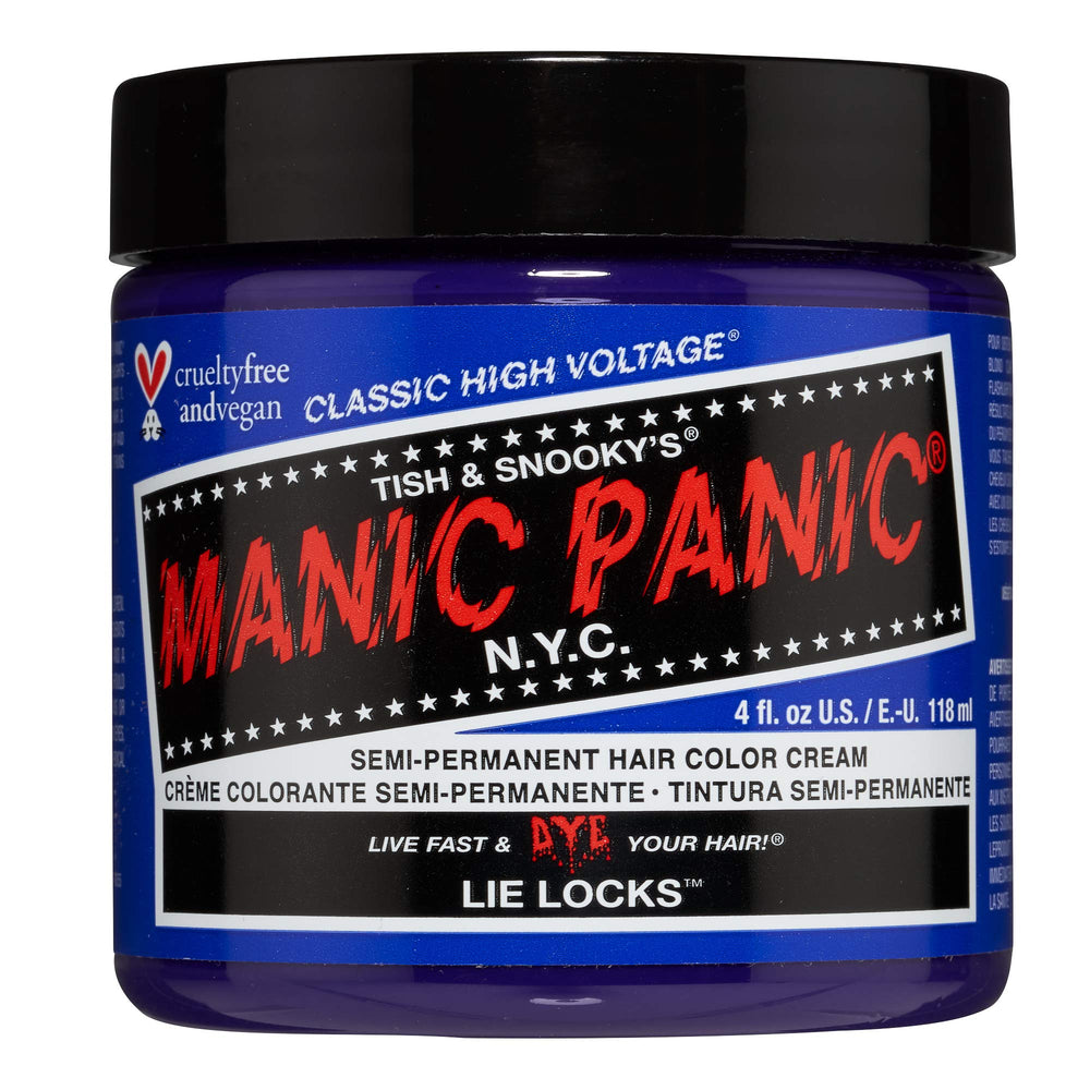 Lie Locks de Manic Panic – bouteille indigo moyen, couleur vibrante et longue tenue.