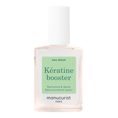 Bouteille du Manucurist Kératine Booster, action fortifiante pour ongles fragiles.